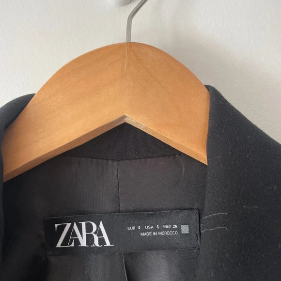 Zara Oversized Double Breasted  Blazer Jacket Black Size Small - Picture 9 of 10